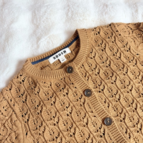 Boden short sleeve crochet cardigan in gingerbread - small - Picture 5 of 6